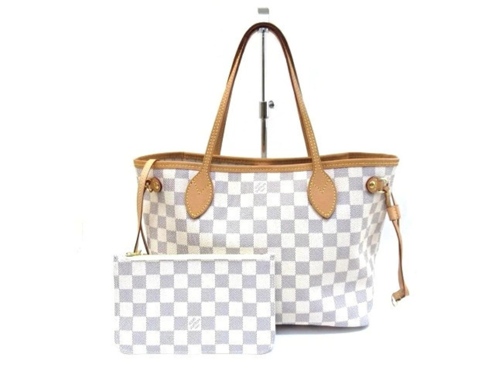 LOUIS VUITTON Neverfull Tote Bag Damier Azur White